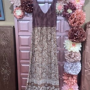 V-neck tank dress, Viscose woven with silver metallic lining